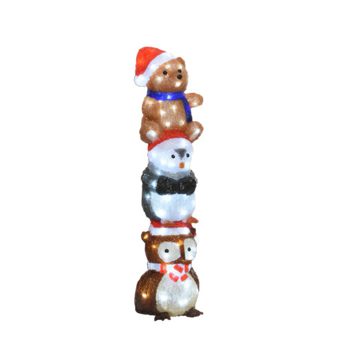 Acrylic Owl, Penguin & Bear Stacked LED Light - 63cm Indoor/Outdoor Christmas Decor Acrylic Owl, Penguin & Bear Stacked LED Light - 63cm Indoor/Outdoor Christmas Decor