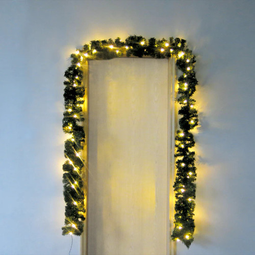 2.7m Pre-lit LED Garland 50 Lights - Warm White Christmas Decor 2.7m Pre-lit LED Garland 50 Lights - Warm White Christmas Decor