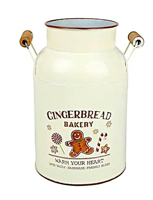 15x13x21cm Gingerbread Metal Milk Can - Christmas Holiday Decor 15x13x21cm Gingerbread Metal Milk Can - Christmas Holiday Decor