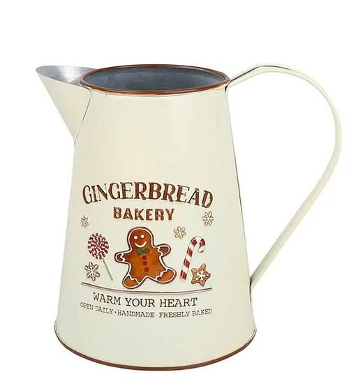 18x13x17cm Gingerbread Metal Milk Jug - Festive Christmas Decoration 18x13x17cm Gingerbread Metal Milk Jug - Festive Christmas Decoration