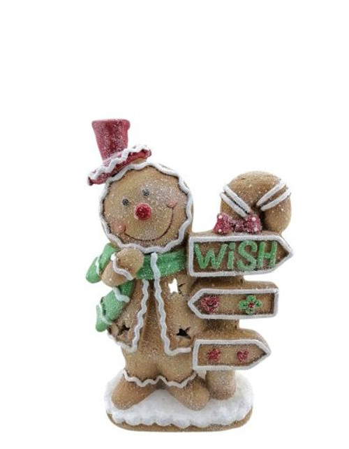 25x12x40cm LED Gingerbread Man with Candy Cane Sign - Christmas Decor 25x12x40cm LED Gingerbread Man with Candy Cane Sign - Christmas Decor