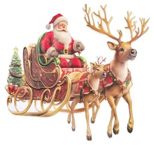 42cm 3D Santa Sleigh Metal Wall Hanger - Festive Christmas Decor 42cm 3D Santa Sleigh Metal Wall Hanger - Festive Christmas Decor