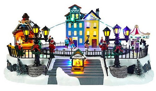 Animated LED Ice Skating Village with Music - 40x28x19cm Christmas Decor Animated LED Ice Skating Village with Music - 40x28x19cm Christmas Decor