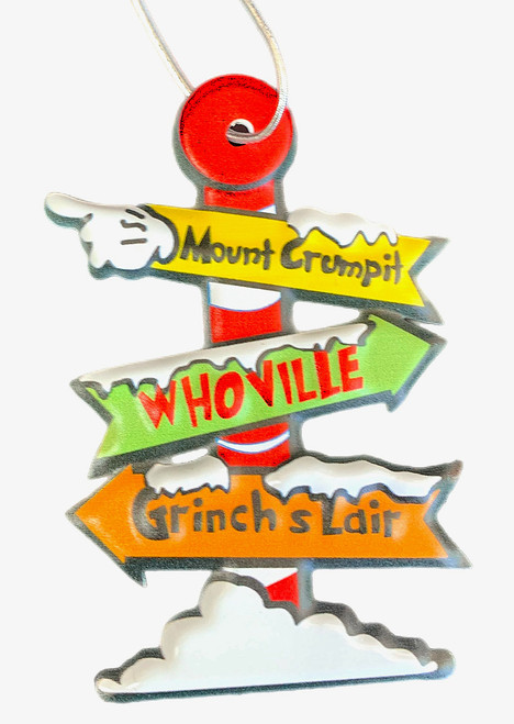 Grinch Themed Candy Cane Signpost - 10x7cm Metal Christmas Ornament Grinch Themed Candy Cane Signpost - 10x7cm Metal Christmas Ornament