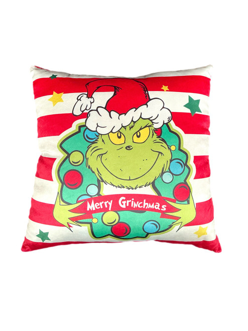 34cm "Merry Grinchmas" Grinch Pillow - Red White Striped Christmas Wreath Decor 34cm "Merry Grinchmas" Grinch Pillow - Red White Striped Christmas Wreath Decor