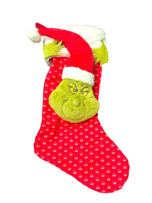 50cm Grinch Themed Red Stocking - Christmas Holiday Gift Decor 50cm Grinch Themed Red Stocking - Christmas Holiday Gift Decor