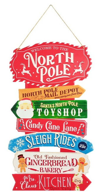 North Pole Hanging Sign with Rope - 34x65cm Christmas Decor North Pole Hanging Sign with Rope - 34x65cm Christmas Decor