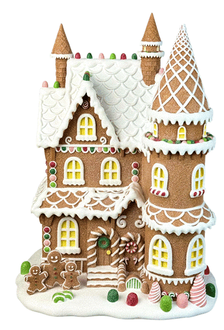 40cm LED Enchanted Gingerbread Castle - Polyresin Christmas Holiday Decor 40cm LED Enchanted Gingerbread Castle - Polyresin Christmas Holiday Decor