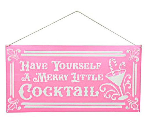 Pink Have Yourself a Merry Little Cocktail Metal Wall Sign - 50x25cm Holiday Decor Pink Have Yourself a Merry Little Cocktail Metal Wall Sign - 50x25cm Holiday Decor