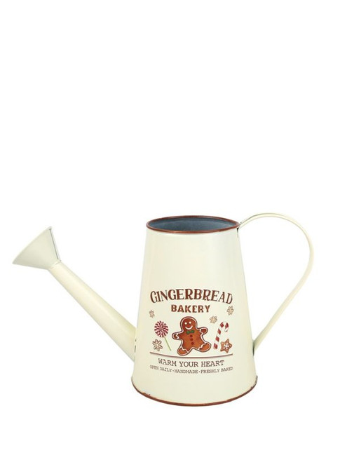 31x13x18cm Gingerbread Metal Watering Can - Christmas Holiday Decor 31x13x18cm Gingerbread Metal Watering Can - Christmas Holiday Decor