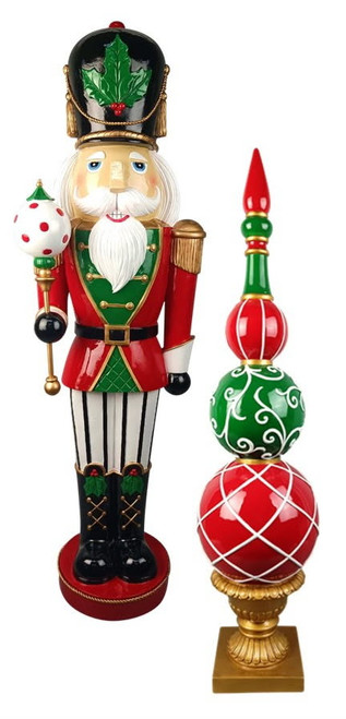 Nutcracker & Finial Traditional Christmas Set - 121cm & 89cm