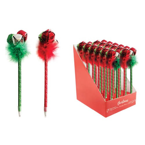 Assorted Fluffy Bell Christmas Pens - Festive Holiday Stationery Gift Assorted Fluffy Bell Christmas Pens - Festive Holiday Stationery Gift