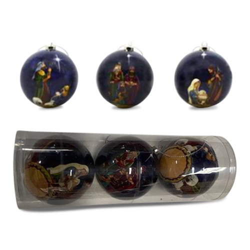 Nativity Bauble Set - Set of 3 - 7.5cm Nativity Bauble Set - Set of 3 - 7.5cm