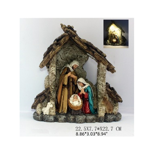 Holy Family and Stable Navity LED - 22cm