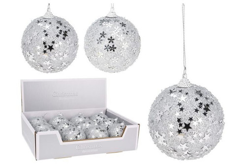 Foam Bauble - Glitter SILVER colour - 8cm Foam Bauble - Glitter SILVER colour - 8cm