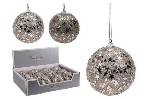 Foam Bauble - Glitter CHAMPAGNE colour - 8cm Foam Bauble - Glitter CHAMPAGNE colour - 8cm
