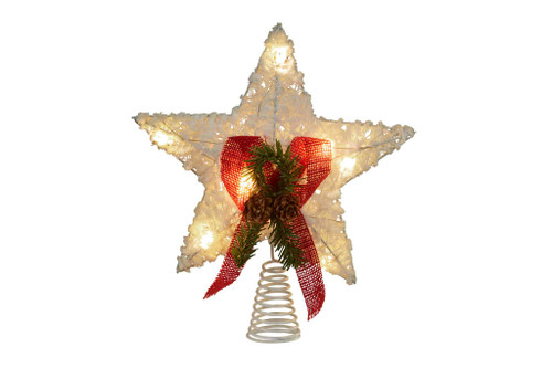 White Christmas Tree Topper Star with Lights, 31cm