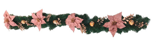 Rose Gold Poinsettia Garland 180cm
