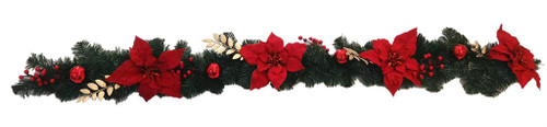 Red Gold Poinsettia Garland180cm