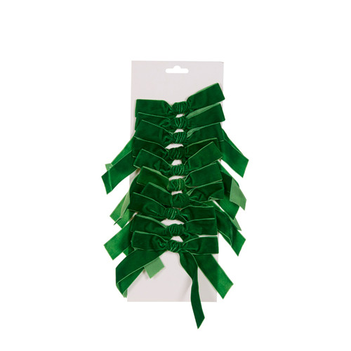 Green Velvet Bows 5cm - Set of 10