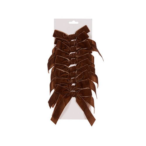 Brown Velvet Bows 5cm - Set of 10