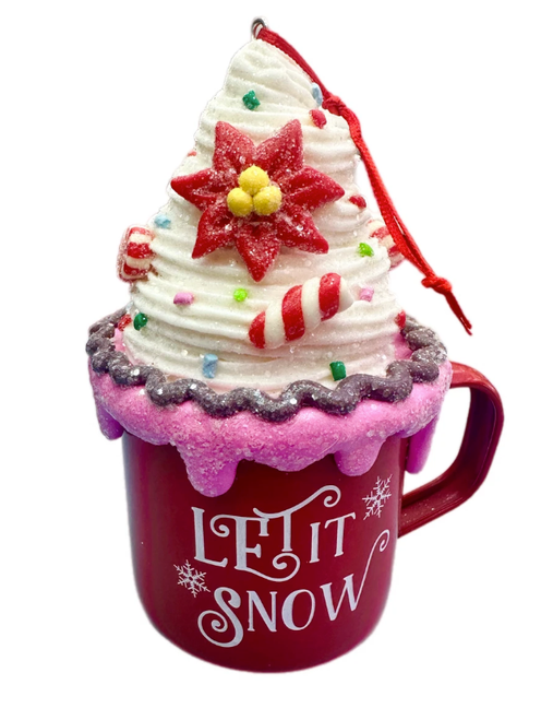 Let It Snow Peppermint Tree Mug Ornament 15cm