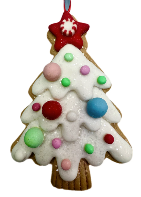 Gingerbread Tree Ornament - White 10cm