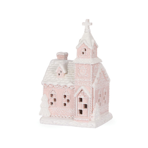 Pink Gingerbread Church LED