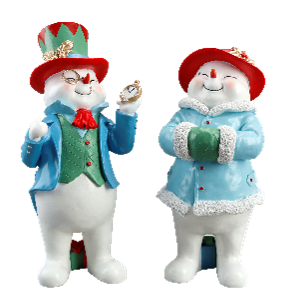 Snowman Couple Polyresin Decoration 42cm (SET OF 2)