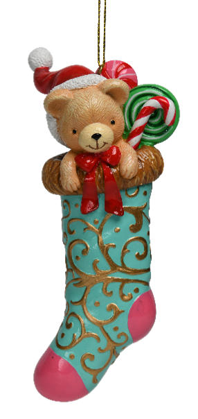 Teddy Bear Stocking Hanging Ornament – 15cm