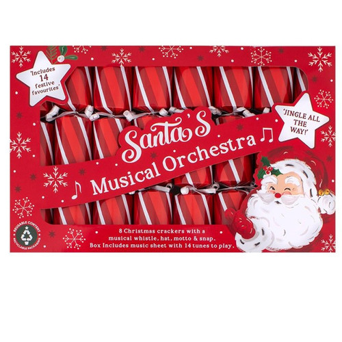 Musical Whistle Christmas Crackers 8 Pack