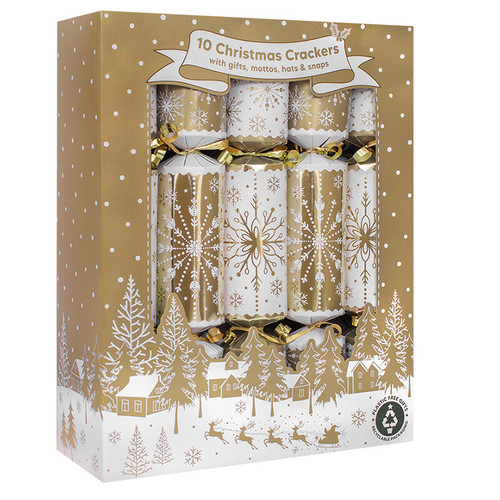 Family Gold Christmas Crackers - 10 Pack
