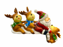 Santa Statue - CATCH ME SANTA WITH REINDEER 23CM