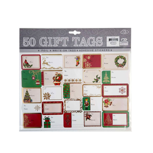 Christmas Gift Tags 50pk Glitter/Foil