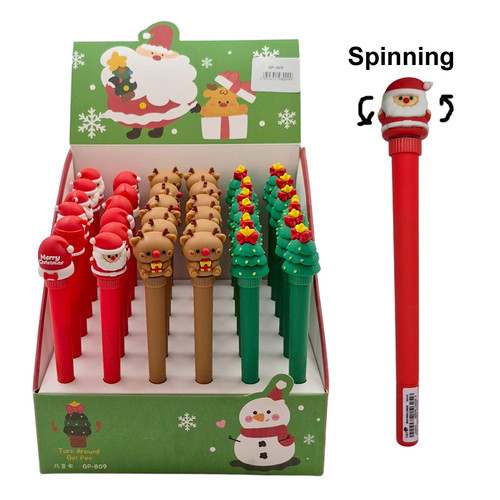 Christmas Pen w/Spinning Character 4Asst - 15cm