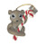 Mouse on Candy Cane - Resin Tree Ornament - 11-13cm