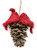 Bristlestraw Christmas Decoration - Red Robin Pair with Wreath 15cm