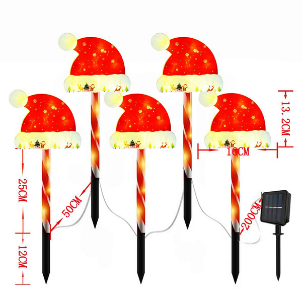 Christmas Solar Pathway Lights CHRISTMAS HATS  5 Pieces  40cm