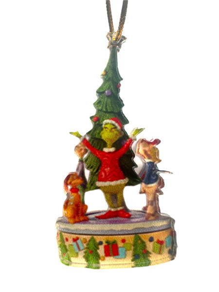 Grinch Christmas Ornament - 9-10cm - Tree with Max and Cindy Lou