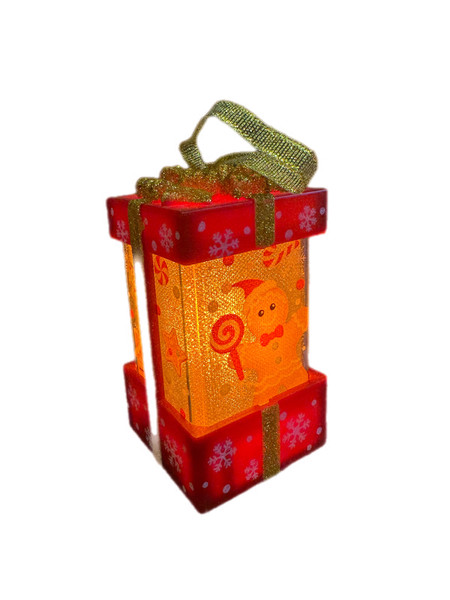 Lantern - Mini BURGUNDY Gingerbread with Lights 10cm