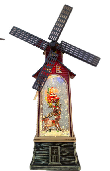 Lantern - SANTA ON SLEIGH with Windmill 37*10.5cm
