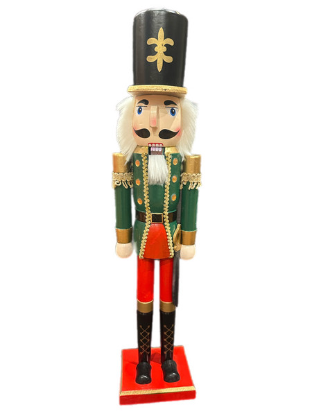 Nutcracker - Traditional GREEN JACKET & RED PANTS Wearing Sword 60cm