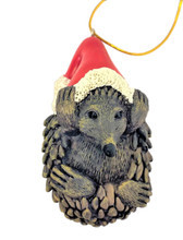 Echidna with Santa Hat - Resin Tree Ornament - 10cm