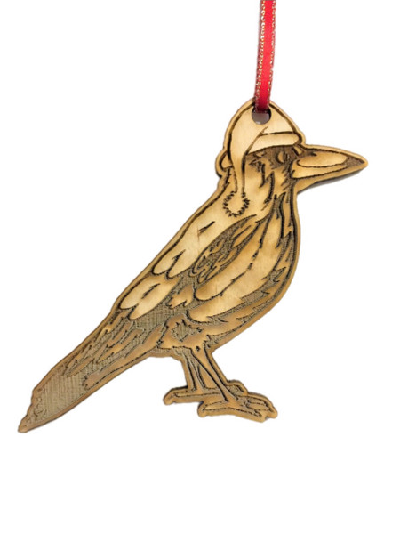 Magpie - Wooden Tree Ornament - 9cm