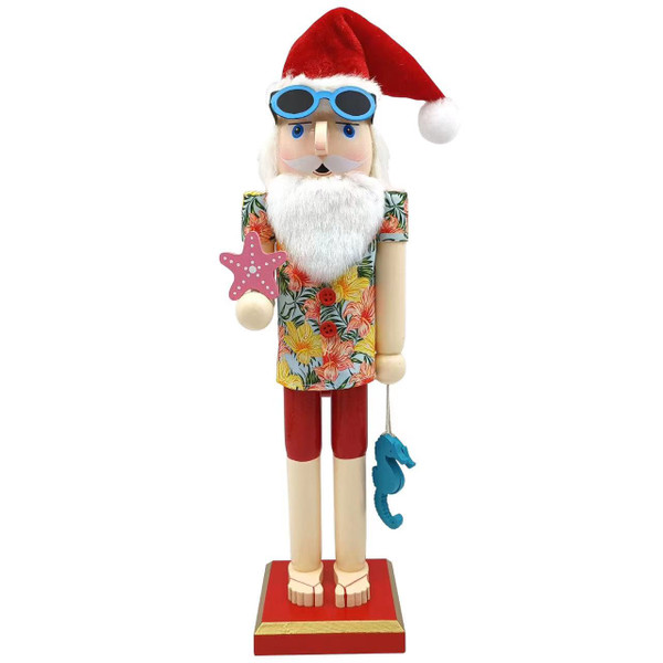 Wooden Santa Nutcracker Tropical Seahorse