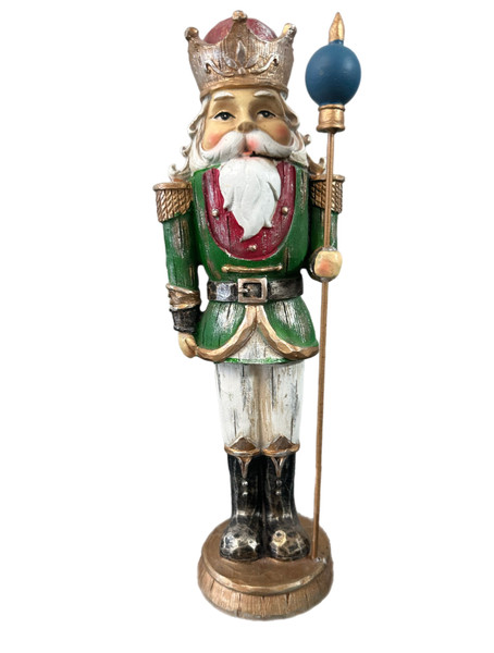 Nutcracker - With Crown and Staff Green 30cm