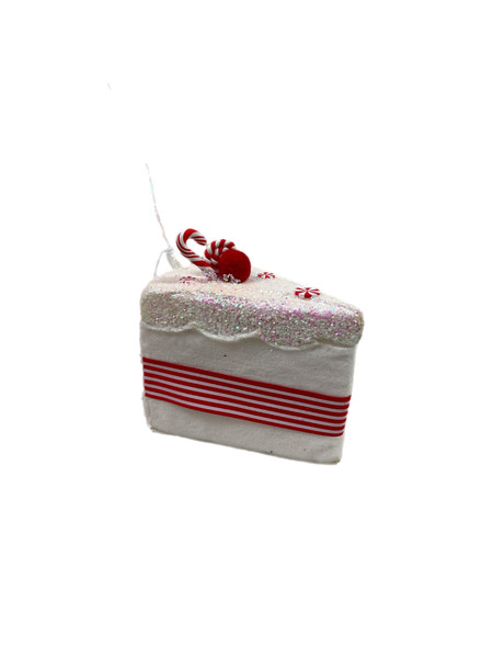 Pastels - White Red Candy Stripe Cake Slice 13cm 10cm