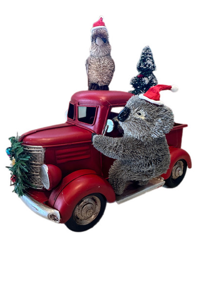Christmas Aussie Jelopy Red Truck - 20cm