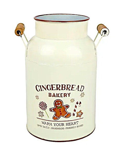 Gingerbread Metal Milk Can 21cm