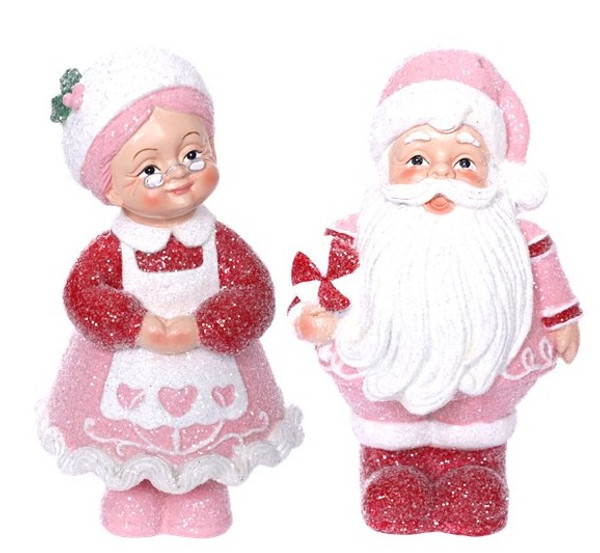 Mr and Mrs Clause - Pink -Set of 2 - 14cm
